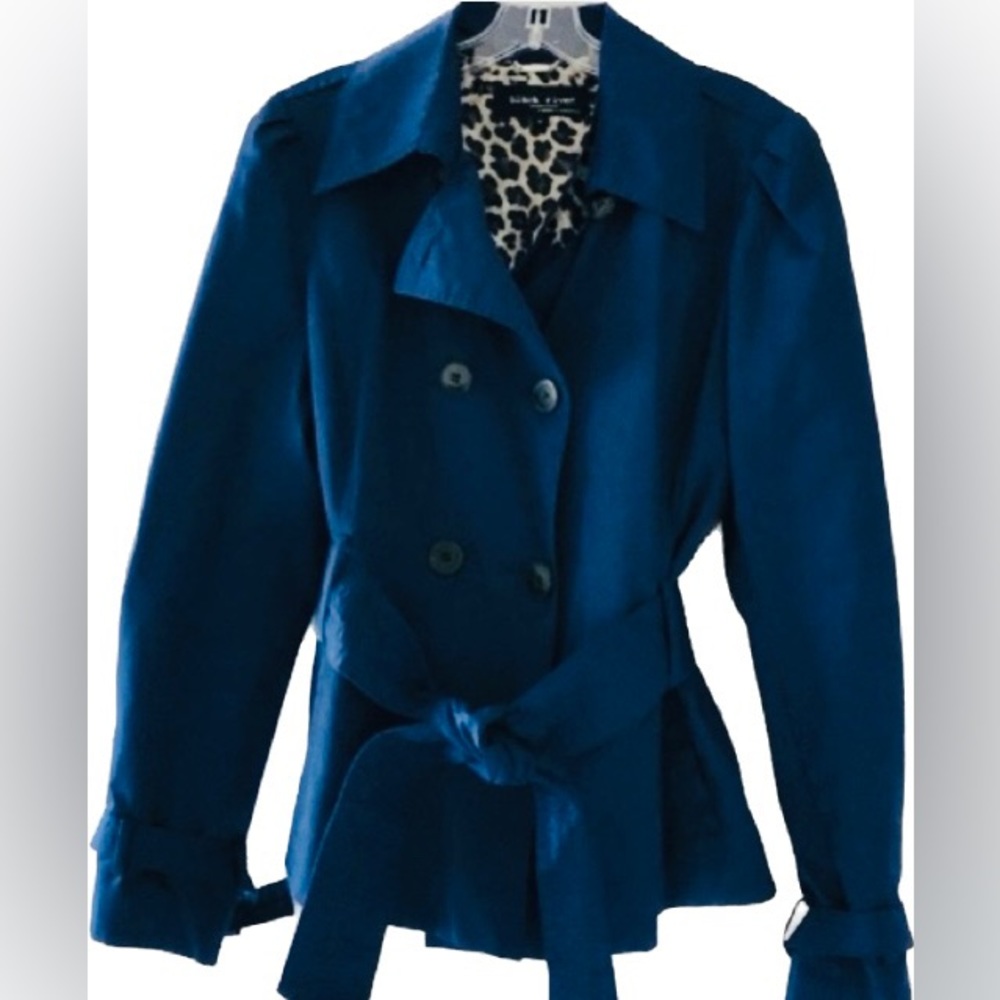 Black Rivet Blue Short Trench Coat Jacket Size L Large